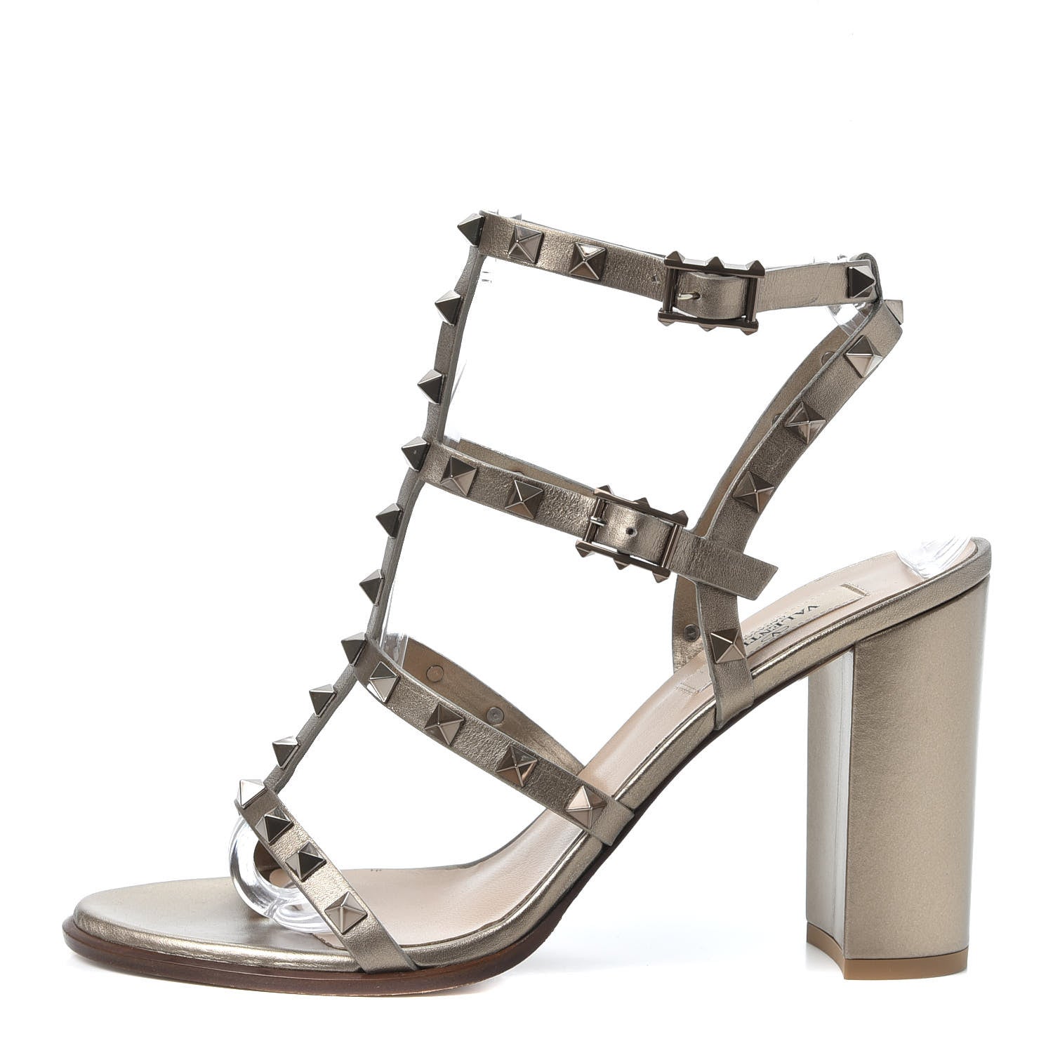 Valentino Garavani Metallic Calfskin Rockstud 90mm City Sandals 40 Skin 1 of 9