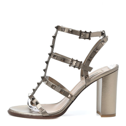 Valentino Garavani Metallic Calfskin Rockstud 90mm City Sandals 40 Skin 1 of 9