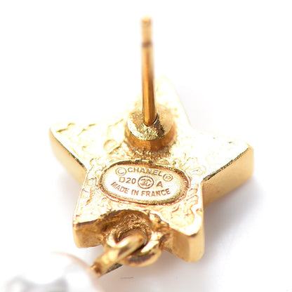 Chanel Crystal Pearl CC Star Drop Earrings Gold 4 of 4