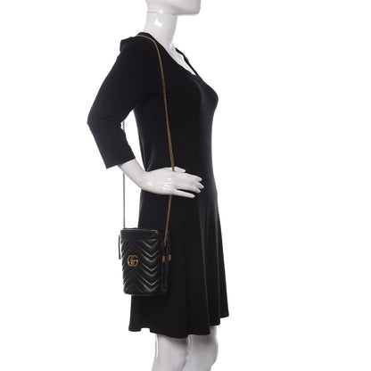 Gucci Calfskin Matelasse Mini GG Marmont 2.0 Bucket Bag Black 2 of 11