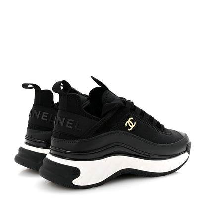 Chanel Velvet Calfskin Mixed Fibers CC Sneakers 35.5 Black 5 of 10