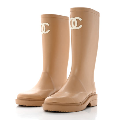 Chanel Caoutchouk CC High Boots 35 Beige 3 of 9