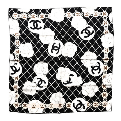 Chanel Silk Camellia CC Square Scarf Black 1 of 5