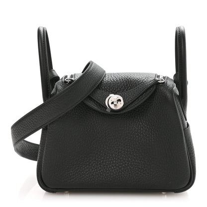 Hermes Taurillon Clemence Mini Lindy 20 Black 1 of 11