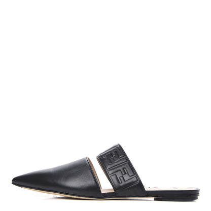 Fendi Vitello FF Embossed Flat Mules 42 Black 1 of 9