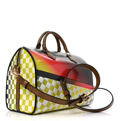 Louis Vuitton Epi Reverse Monogram Damier Race Speedy Bandouliere 30 Black Yellow 3 of 9