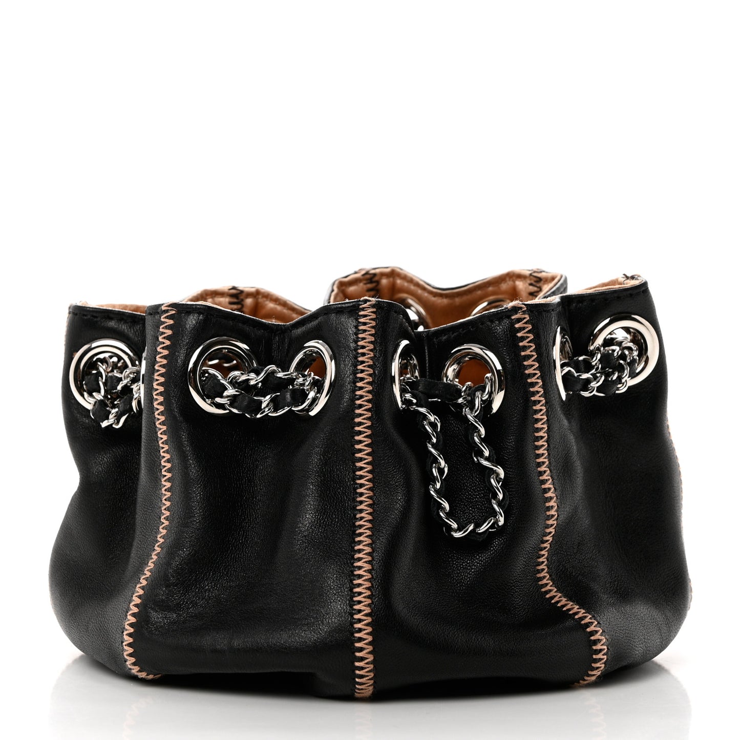 Lambskin Satin Reversible Mini Sac Cordon Black Peach