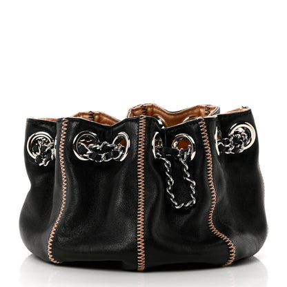 Chanel Lambskin Satin Reversible Mini Sac Cordon Black Peach 3 of 9