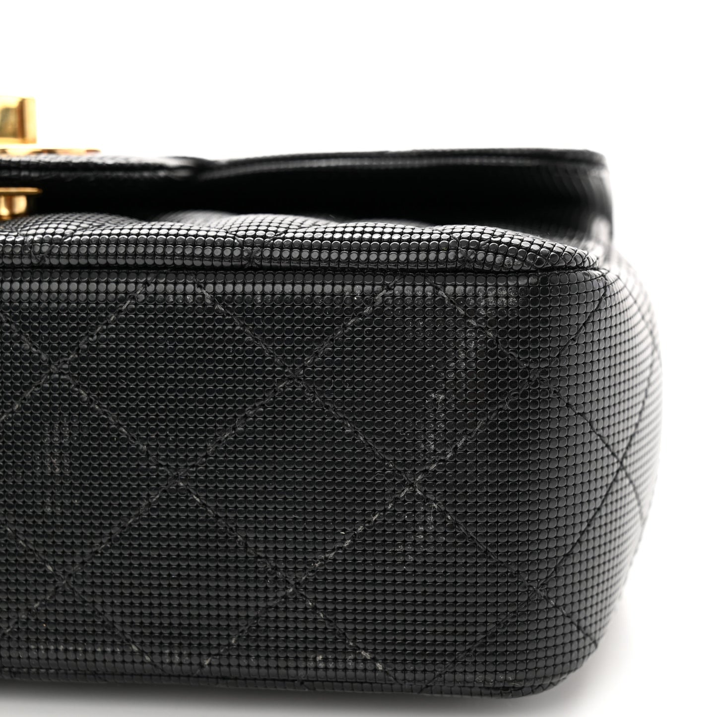 Calfskin Quilted Pixel Effect Mini Rectangular Flap Black