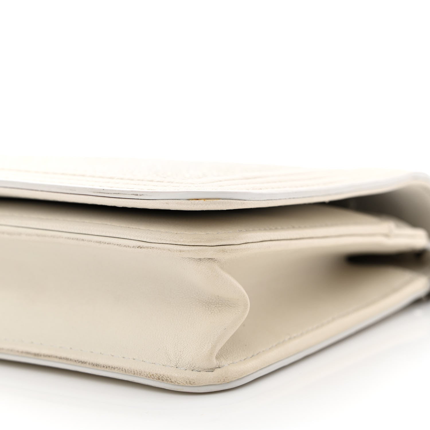 Chanel Metallic Galuchat Stingray Lambskin Boy Wallet On Chain WOC Silver 11 of 14