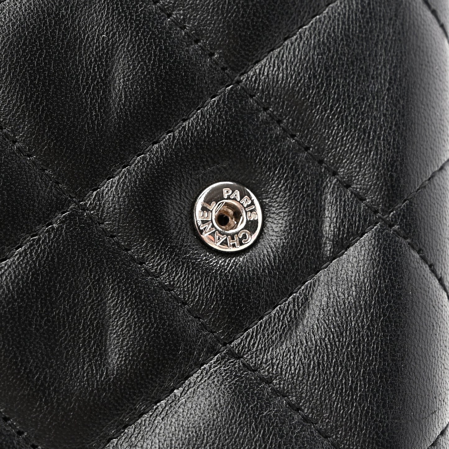 Lambskin Quilted Large Flap Wallet Black
