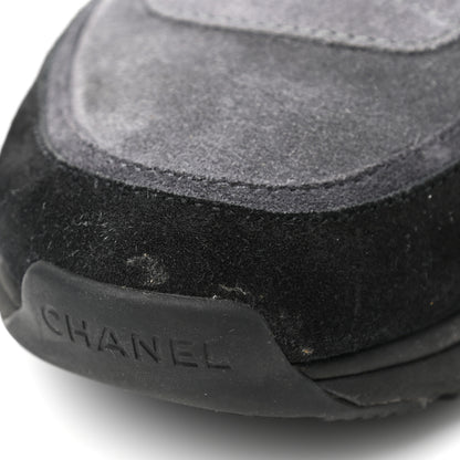 Chanel Suede Calfskin CC Sneakers 40 Black Grey 9 of 9