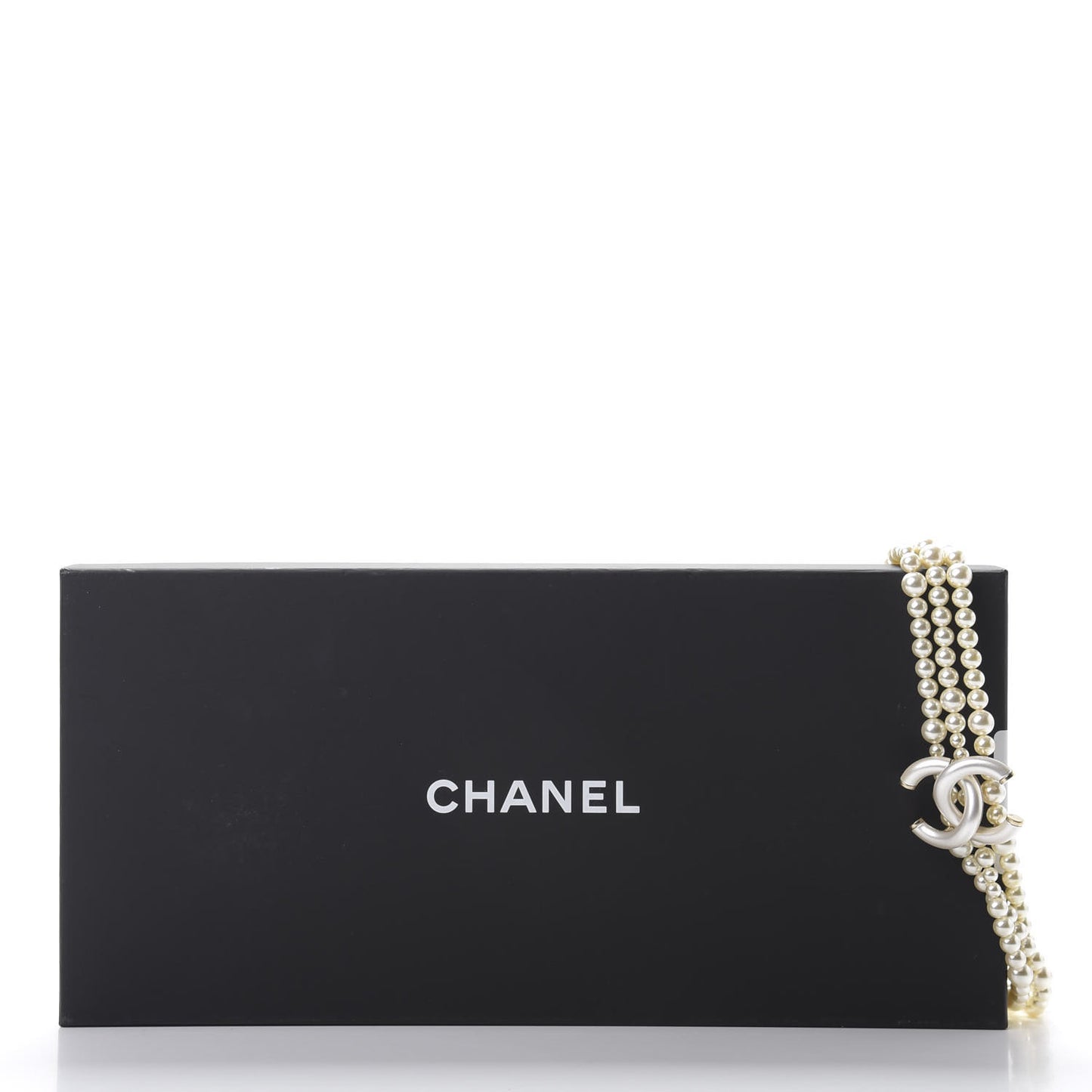 Pearl CC Multi Strand Long Necklace Light Gold