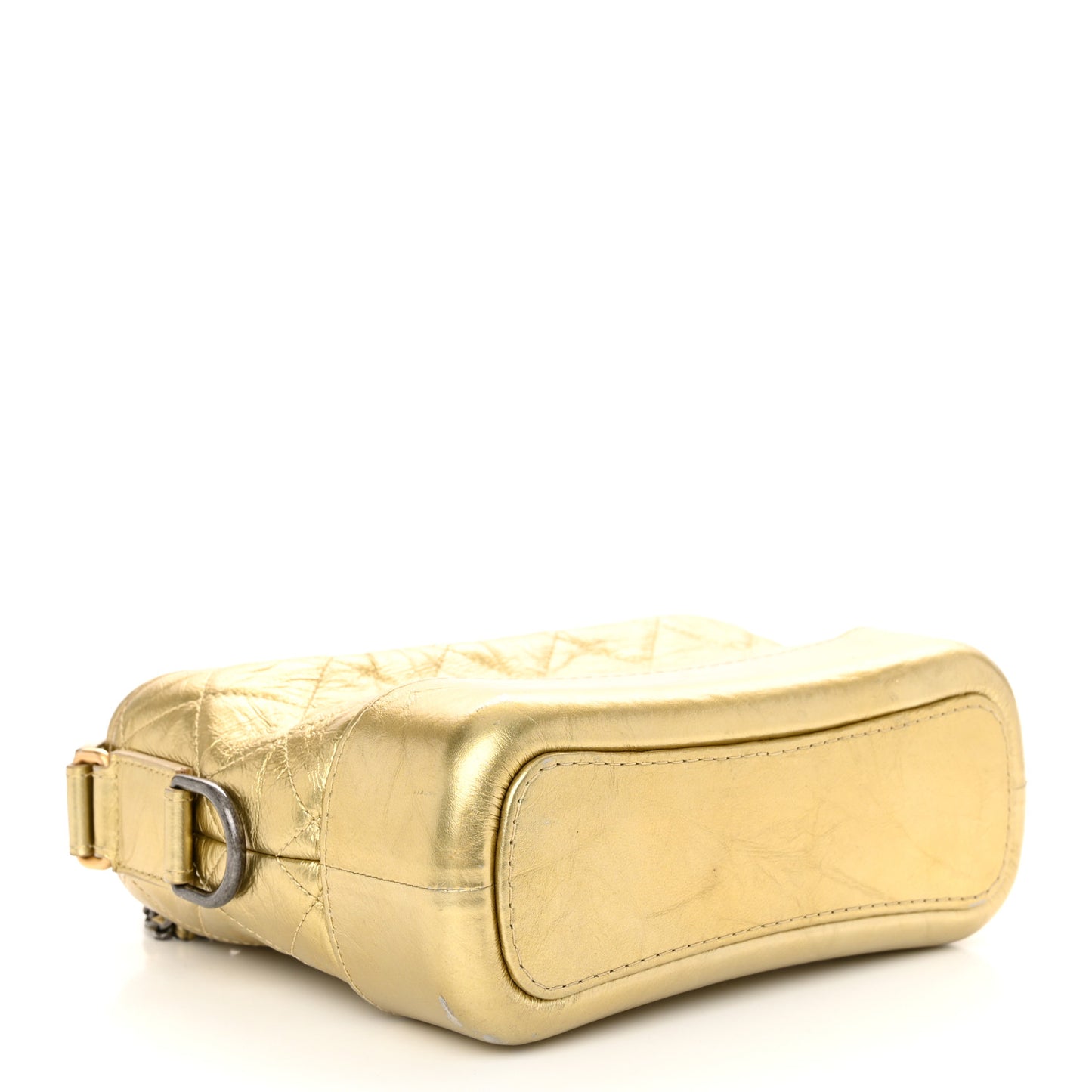 Metallic Aged Calfskin Quilted Small Gabrielle Hobo Gold