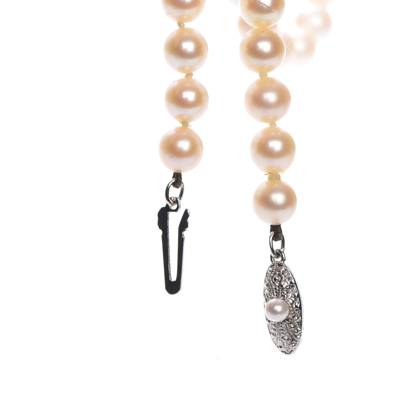 Vintage Sterling Silver 6.5mm Akoya Pearl Strand Necklace 22