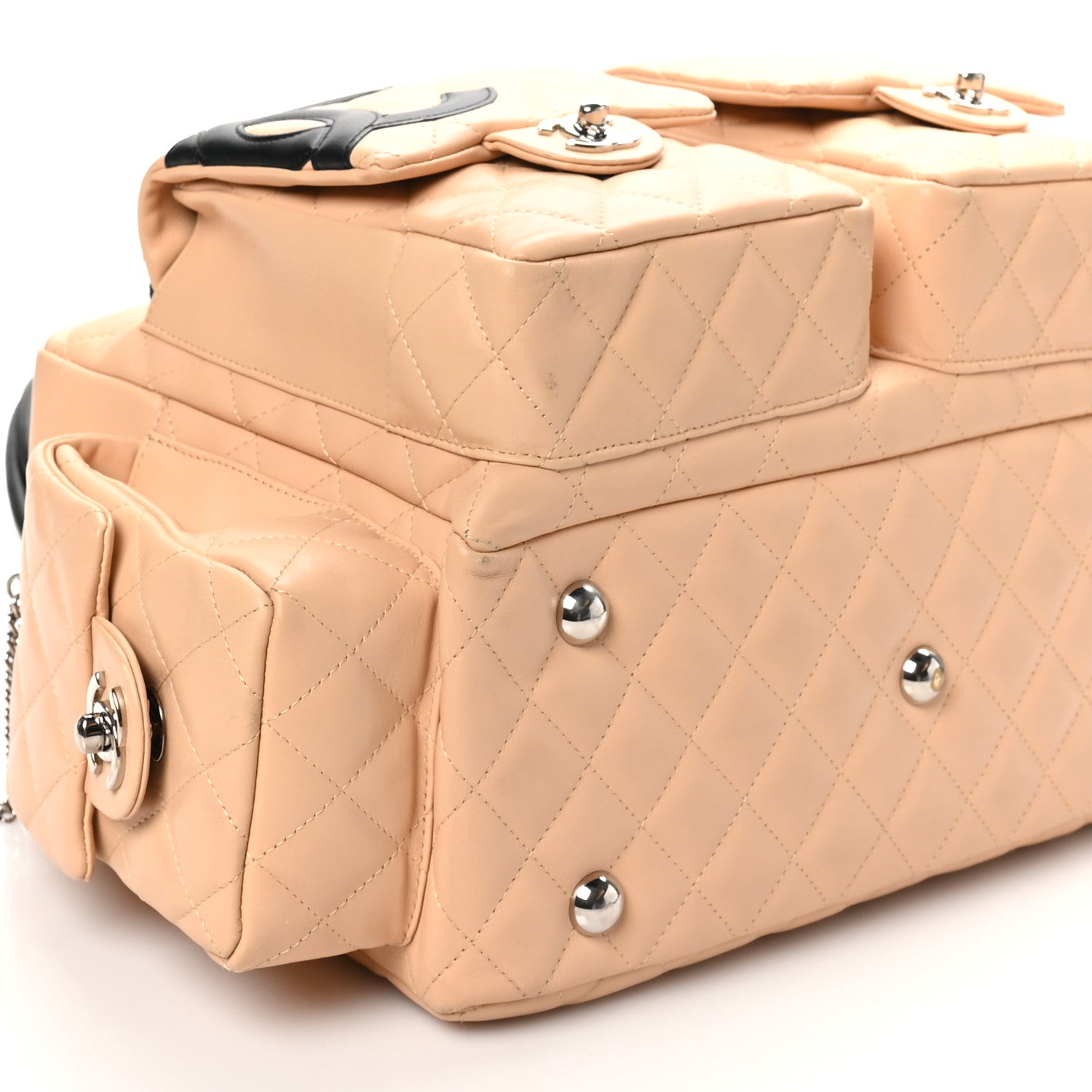 Chanel Calfskin Quilted Large Cambon Multipocket Reporter Beige Black 9 of 10