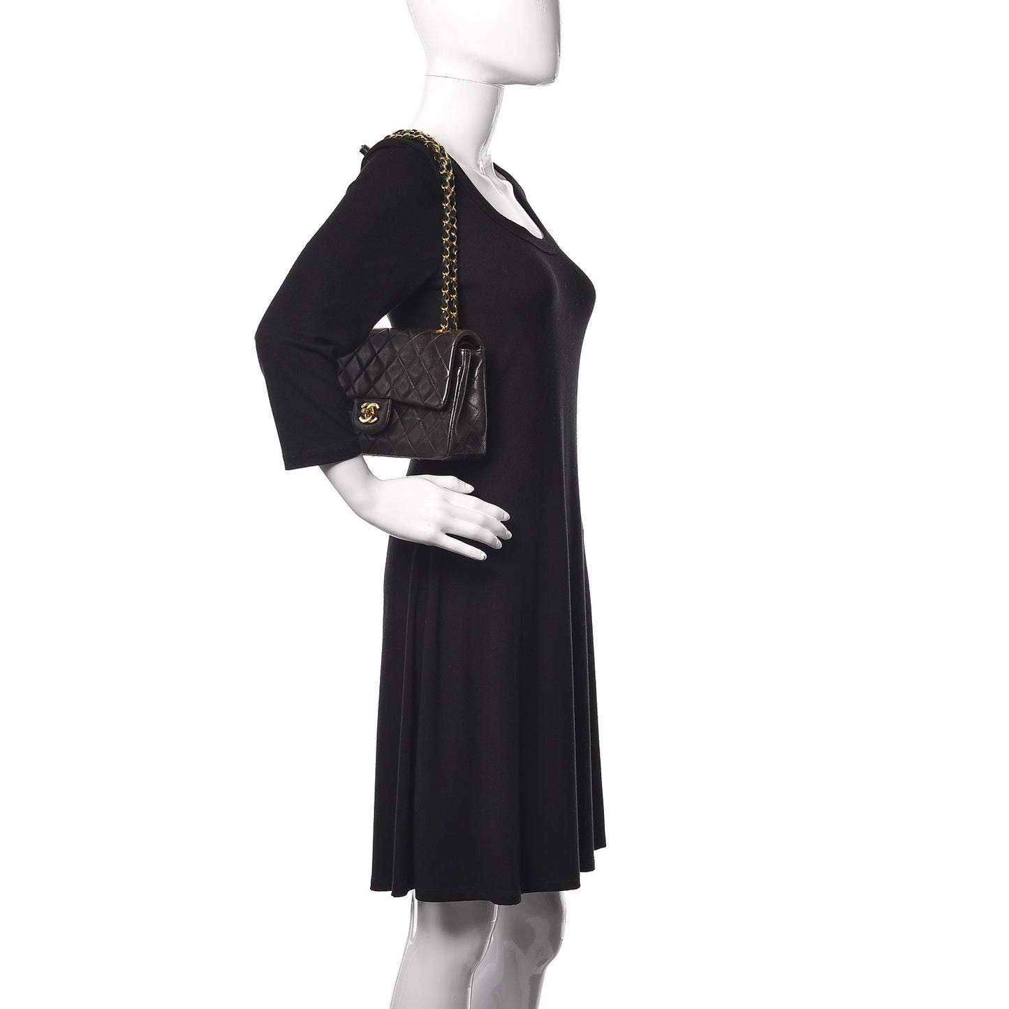 Lambskin Quilted Small Double Flap Black