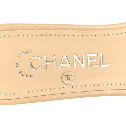 Chanel Lambskin Pearl CC Sandals 36 Beige 7 of 10