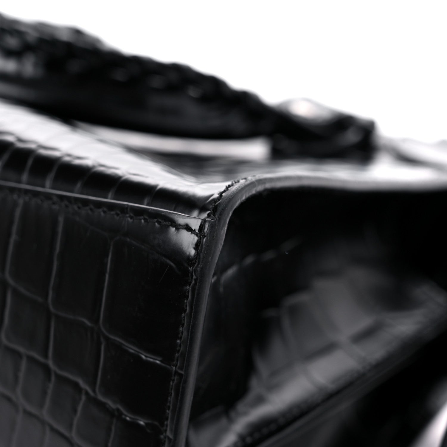Balenciaga Semi Shiny Calfskin Crocodile Embossed Neo Classic Black Hardware S City Black 10 of 13