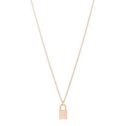 Hermes 18K Rose Gold Diamond Amulettes Cadenas Pendant Necklace 1 of 5