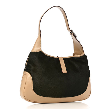 Gucci Calfskin Pony Hair Jackie O Hobo Brown Black 3 of 10