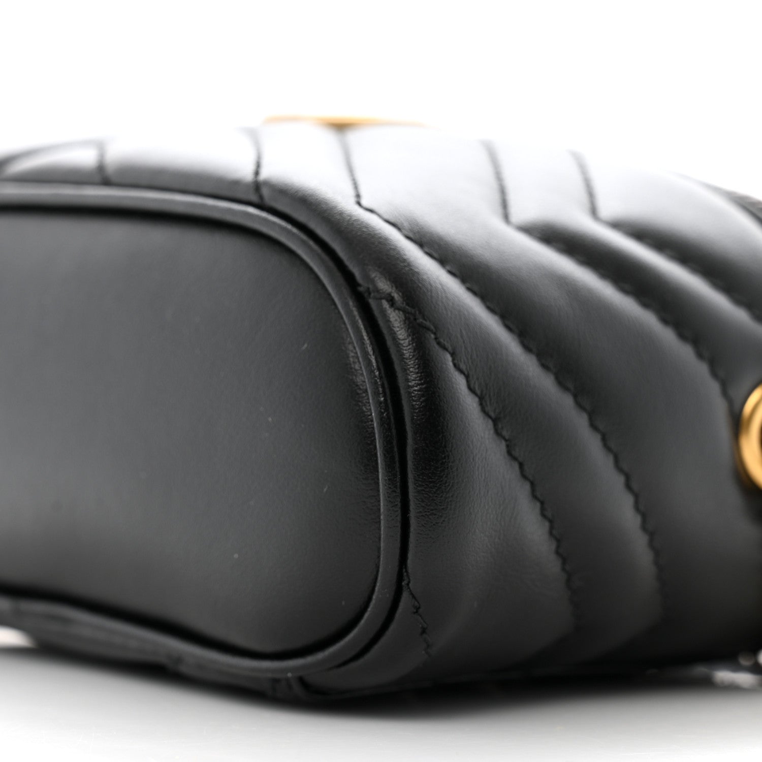 Gucci Calfskin Matelasse Chevron Mini GG Marmont Top Handle Bag Black 10 of 11