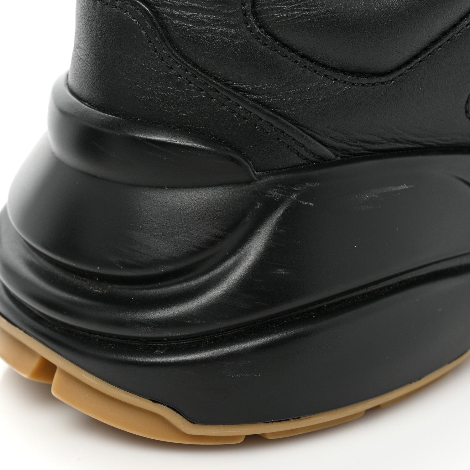 Gucci Calfskin Iridescent Logo Womens Rhyton Sneakers 37.5 Black 10 of 13