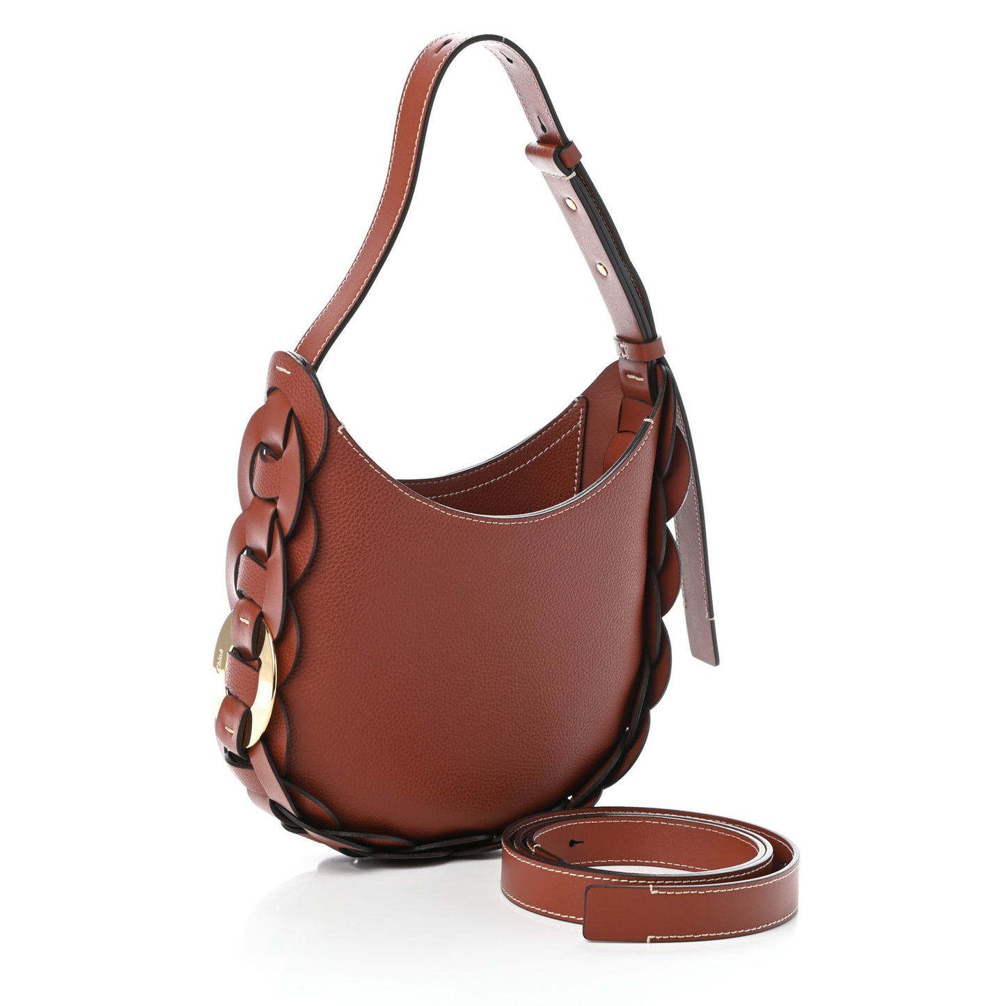 Small Grain Smooth Calfskin Small Darryl Hobo Sepia Brown