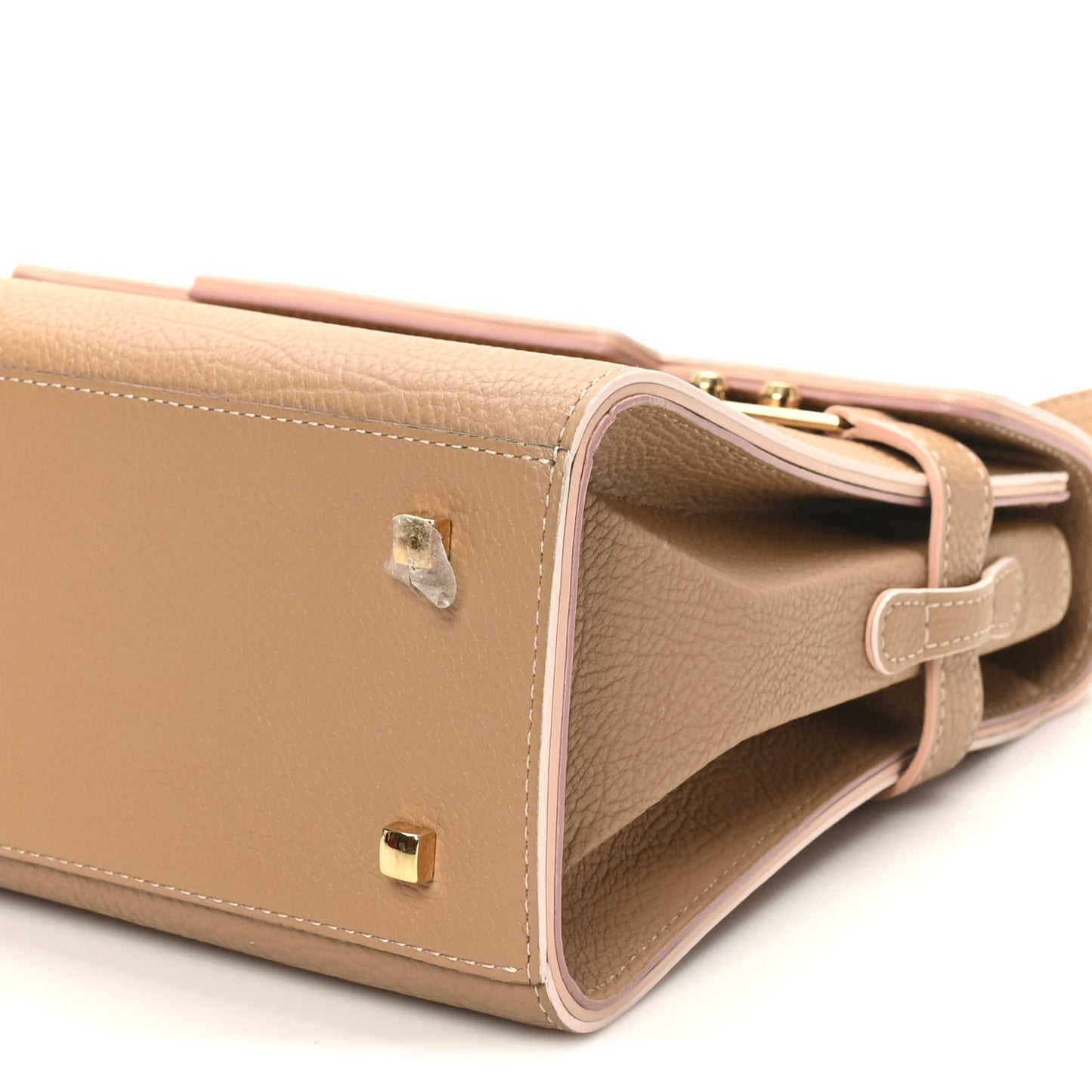 Crispy Calfskin MM Tempete Satchel Beige