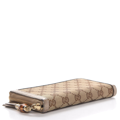 Gucci Monogram Bamboo Tassel Zip Around Wallet Gold 4 of 8