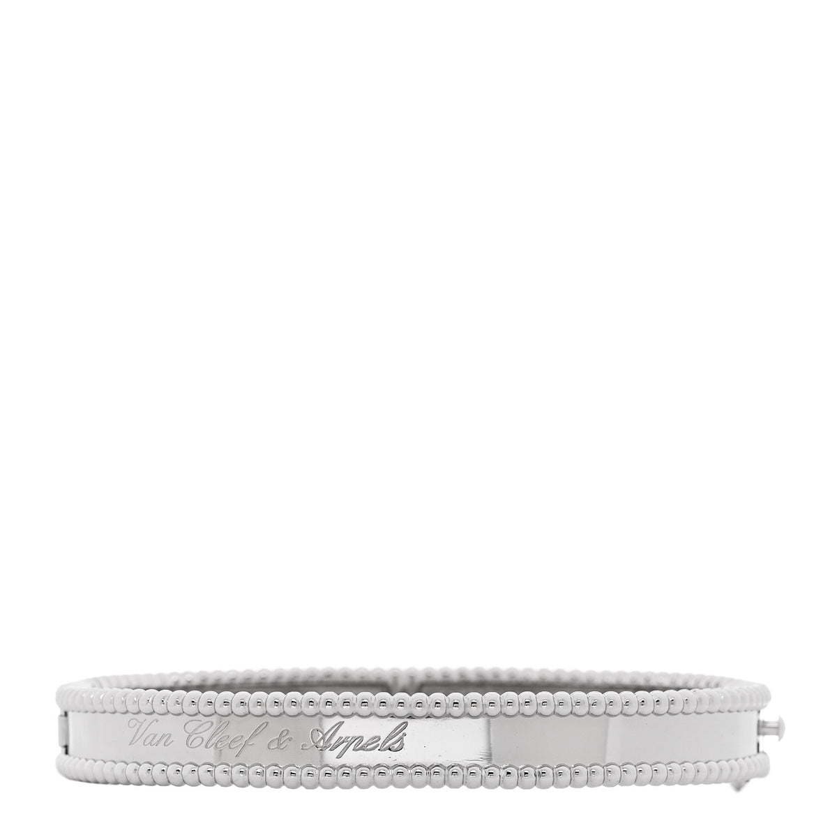 Van Cleef & Arpels 18K White Gold Perlee Signature Bangle Bracelet M 2 of 4