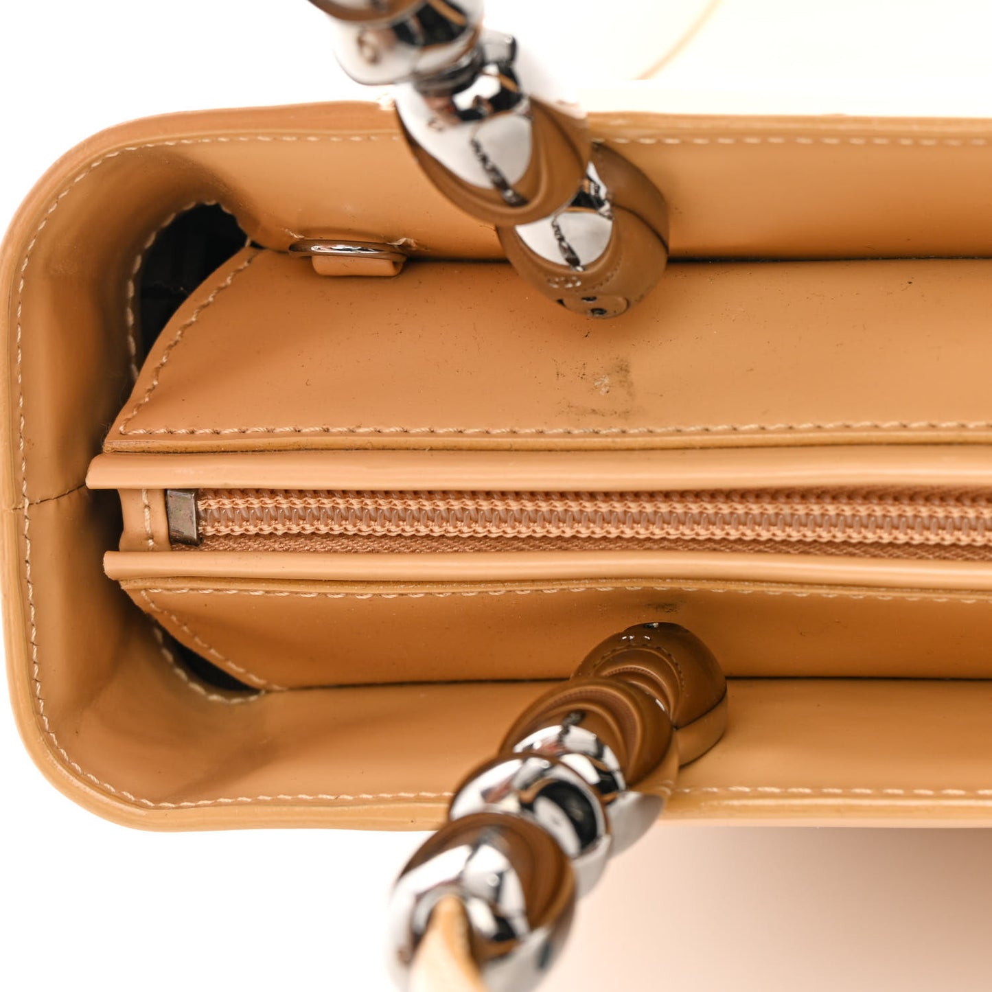 Calfskin Maris Pearl Beaded Top Handle Bag Beige