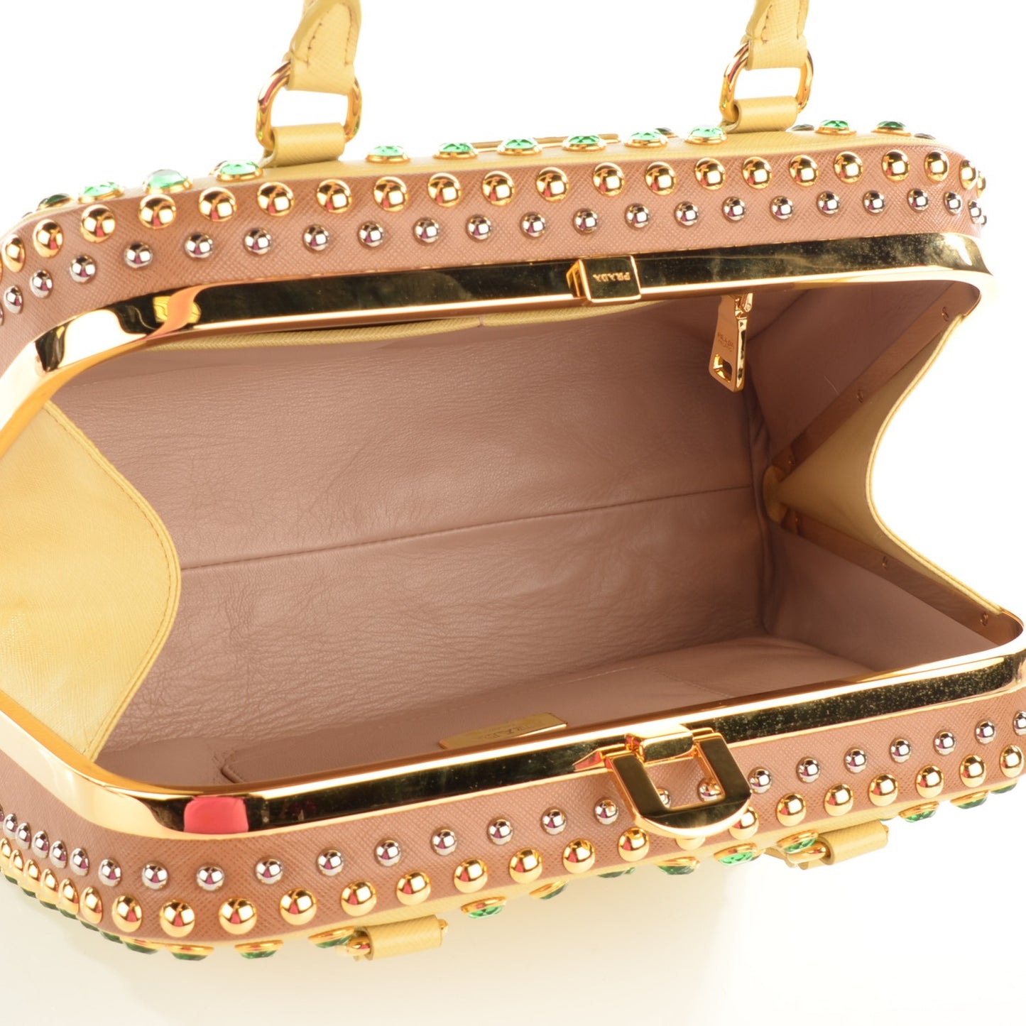 Saffiano Lux Crystal Pyramid Bag Ananas Caramel