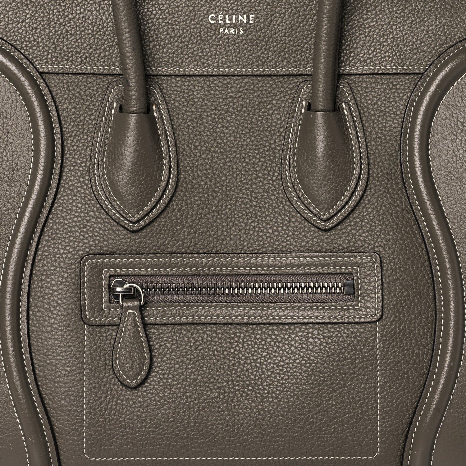 Celine Drummed Calfskin Micro Luggage Souris 7 of 10