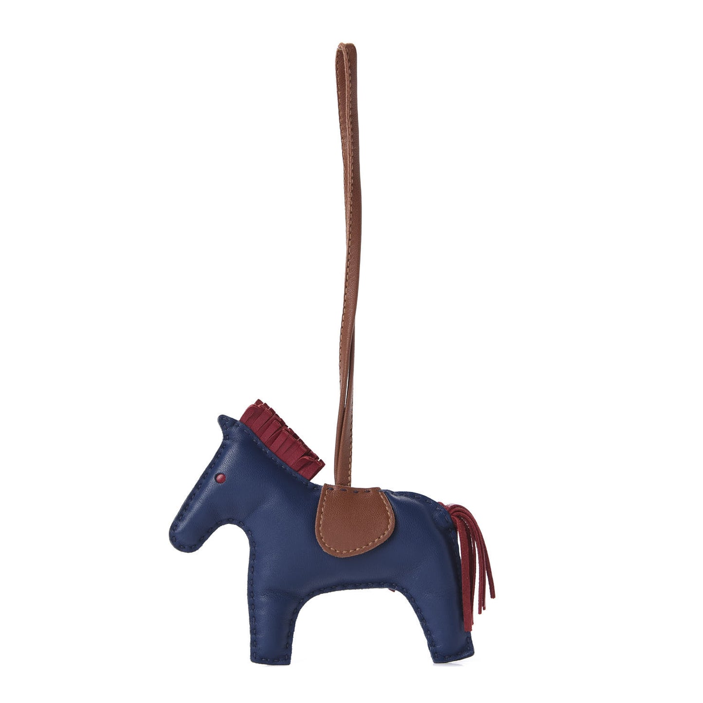 Milo Lambskin Grigri Rodeo Bag Charm PM Bleu de Malte Rubis Fauve