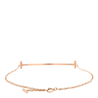 Tiffany 18K Rose Gold Diamond T Smile Bracelet 2 of 5