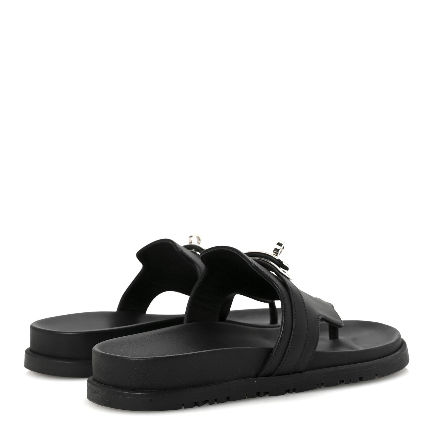 Hermes Calfskin Womens Empire Sandals 37.5 Black 5 of 8