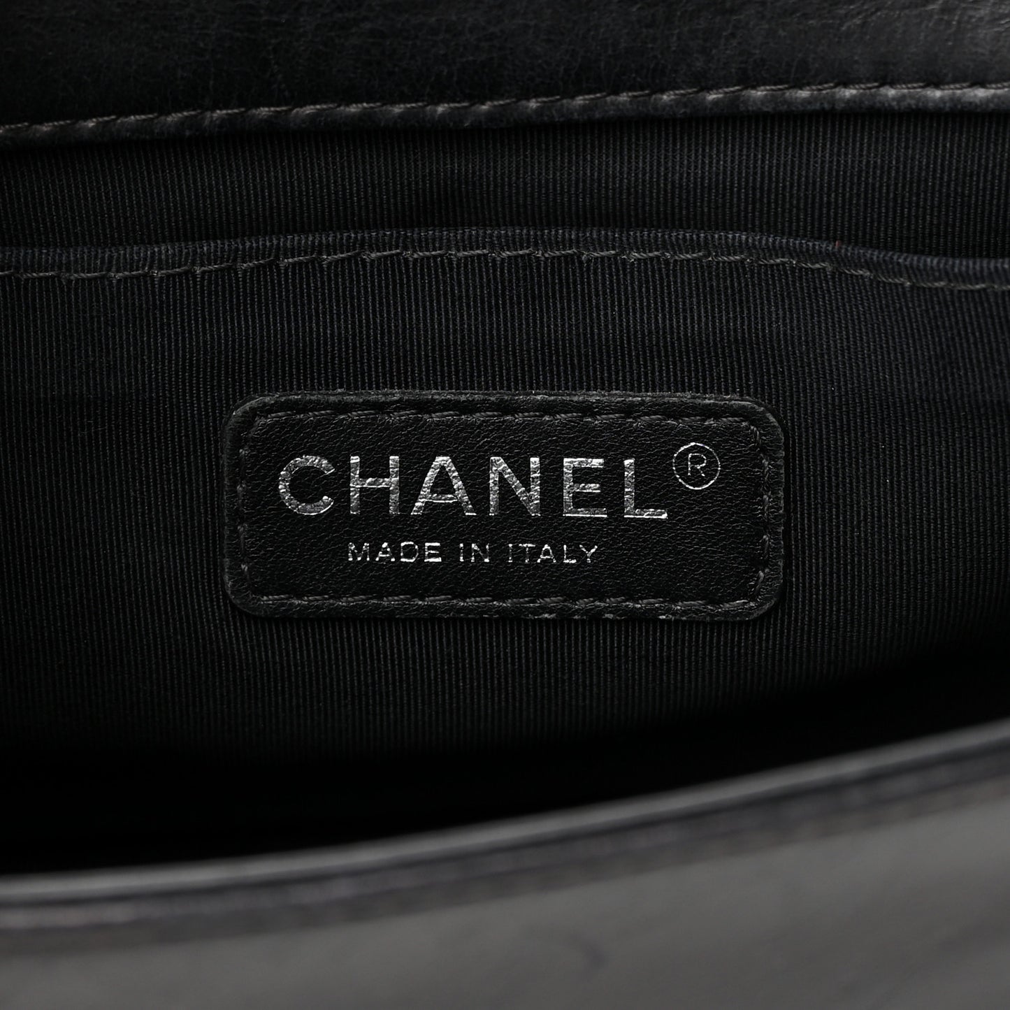 Calfskin Double Stitch Medium Boy Flap Black