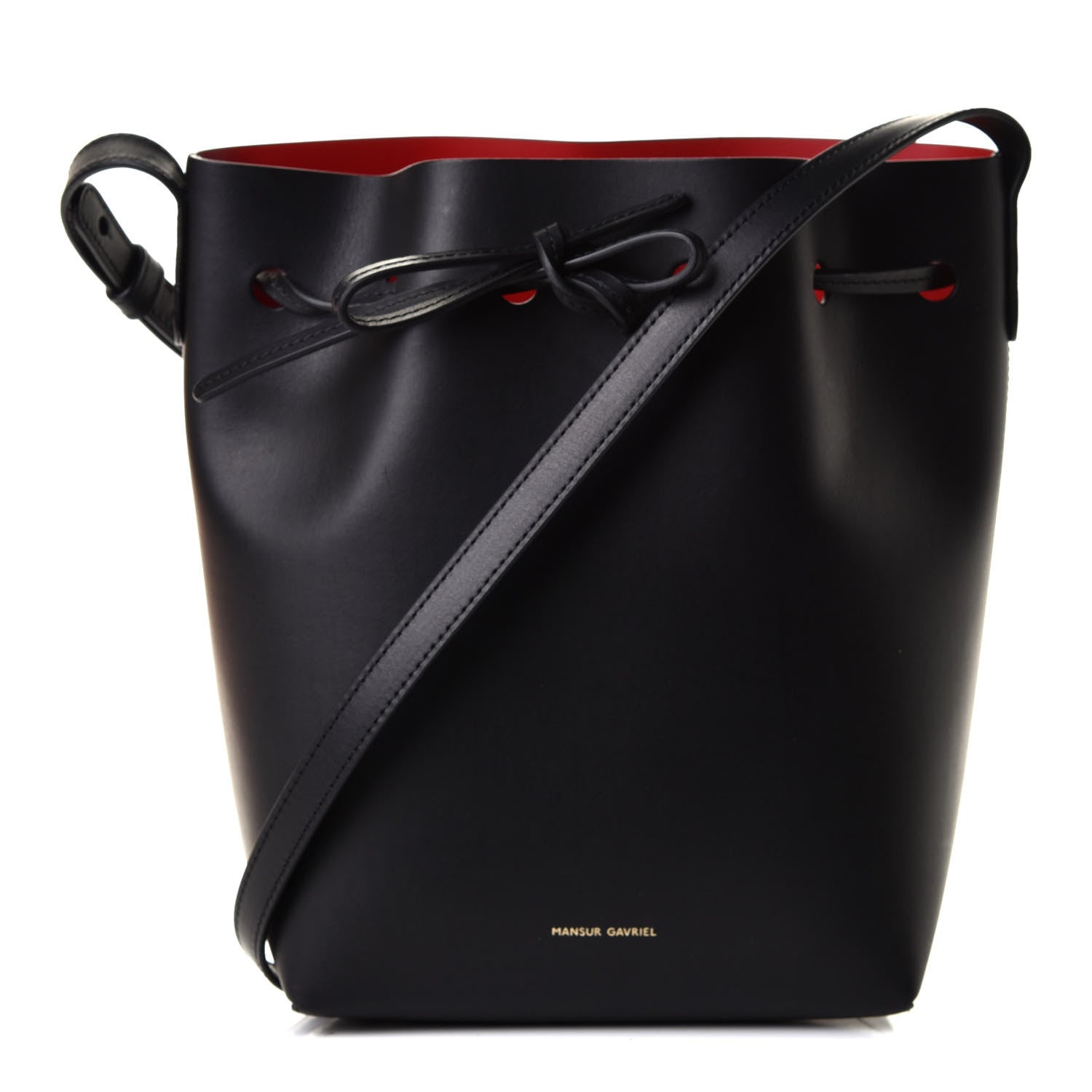 Mansur Gavriel Vegetable Tanned Calfskin Bucket Bag Black Flamma 1 of 5