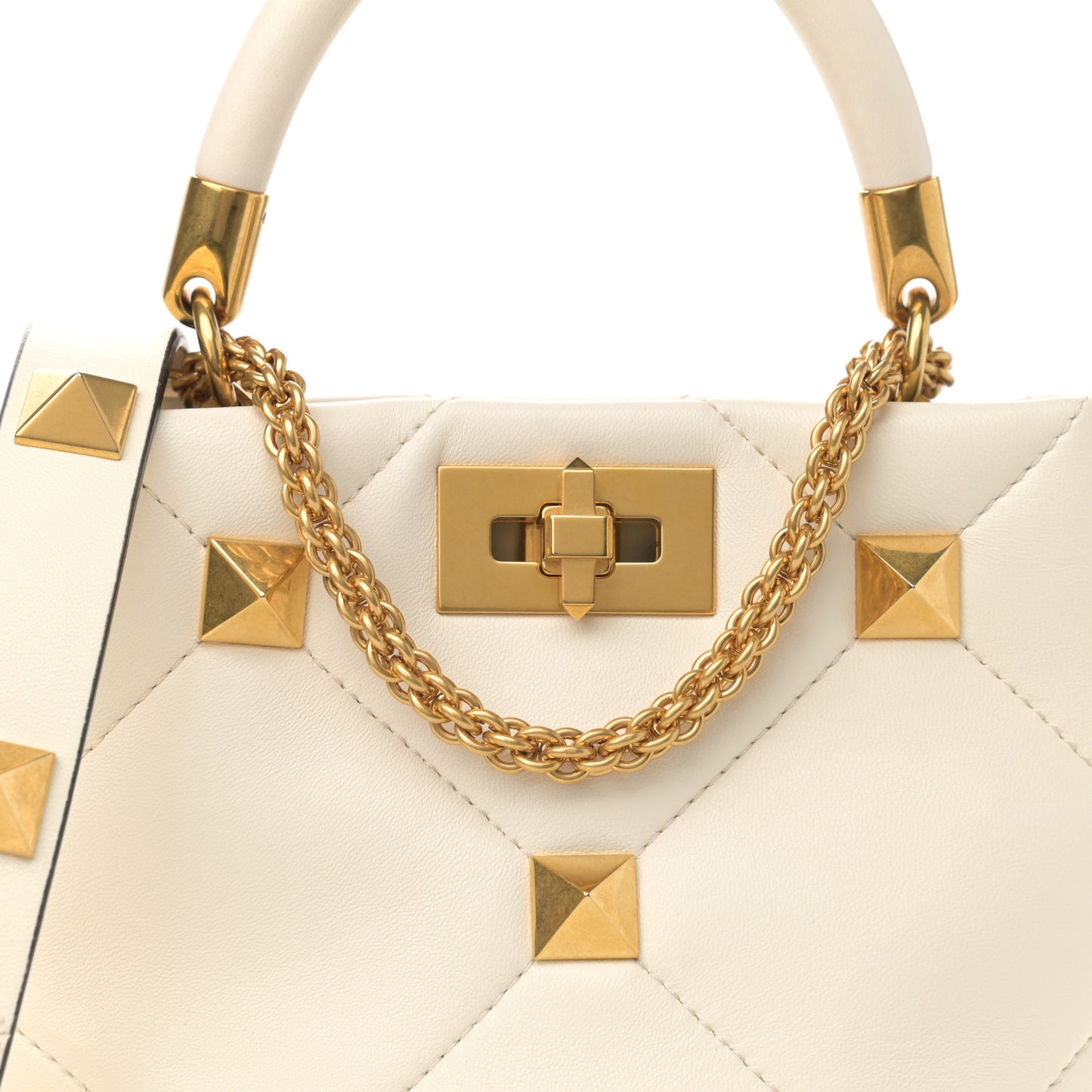 Nappa Small Roman Stud The Handle Bag Ivory