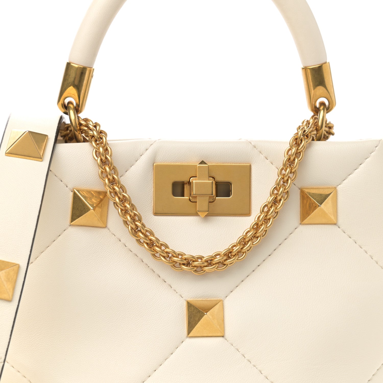 Valentino Garavani Nappa Small Roman Stud The Handle Bag Ivory 8 of 13