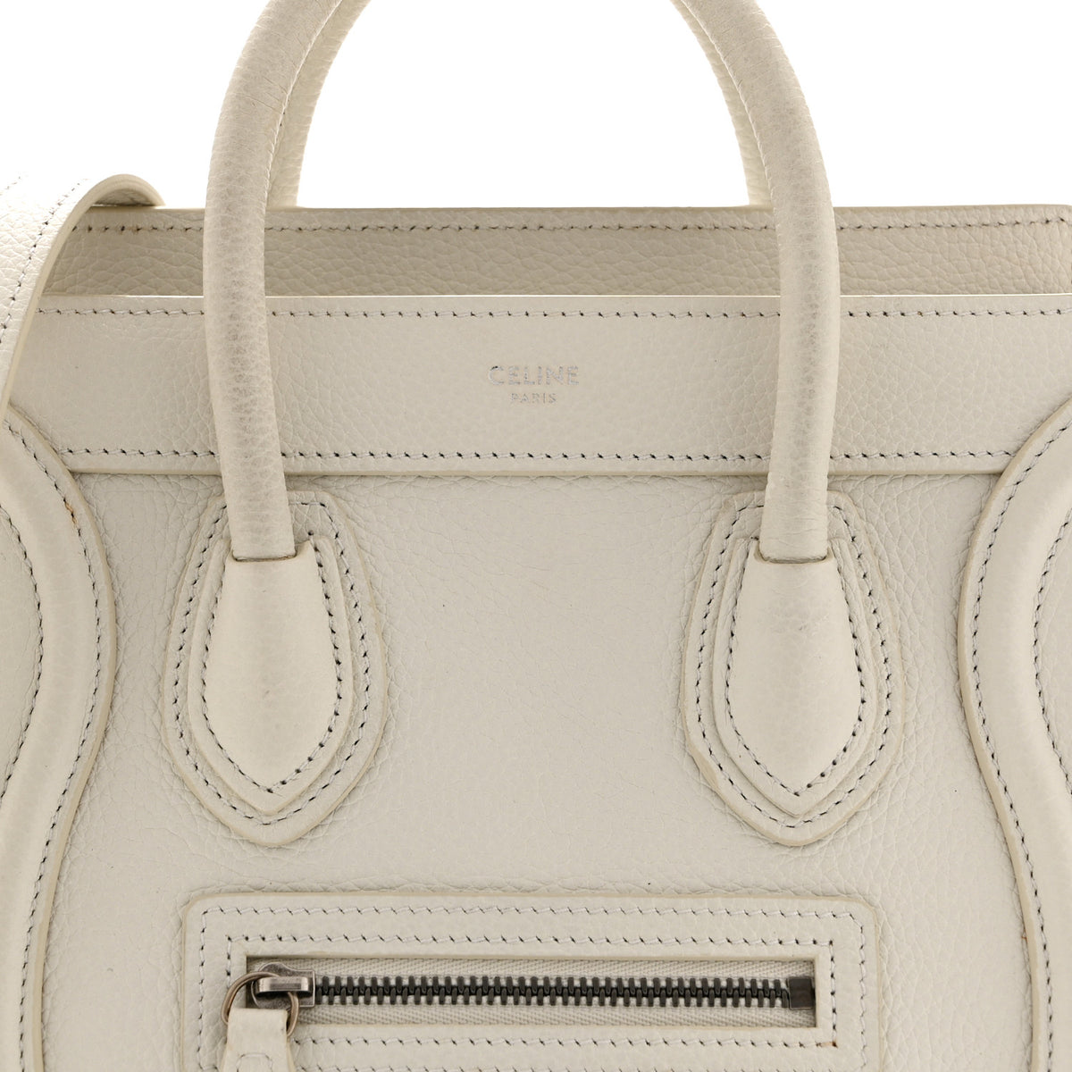 Drummed Calfskin Nano Luggage White