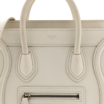 Celine Drummed Calfskin Nano Luggage White 9 of 11
