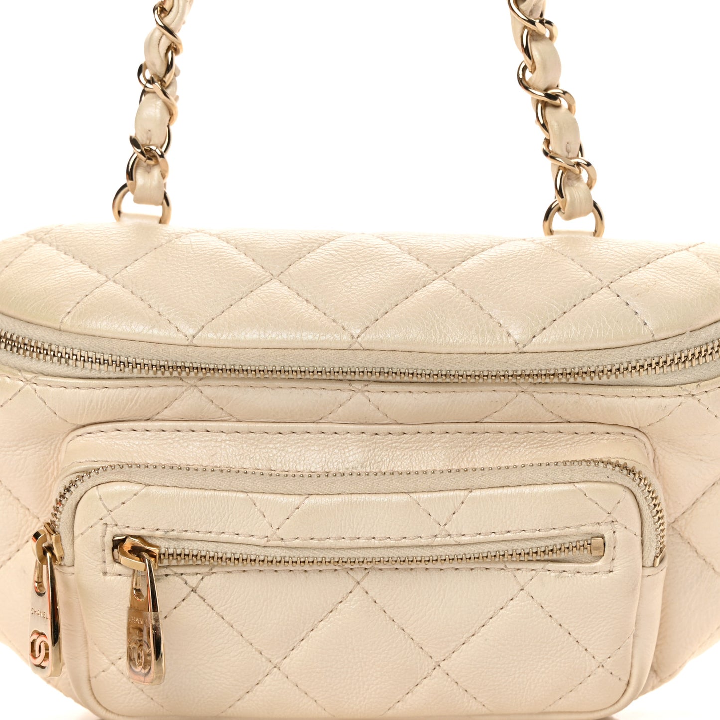 Calfskin Quilted All About Waist Belt Bag Light Beige
