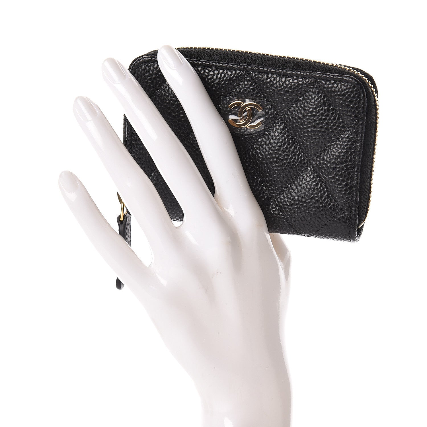 Chanel Caviar Quilted Zip Coin Purse Black 2 of 8
