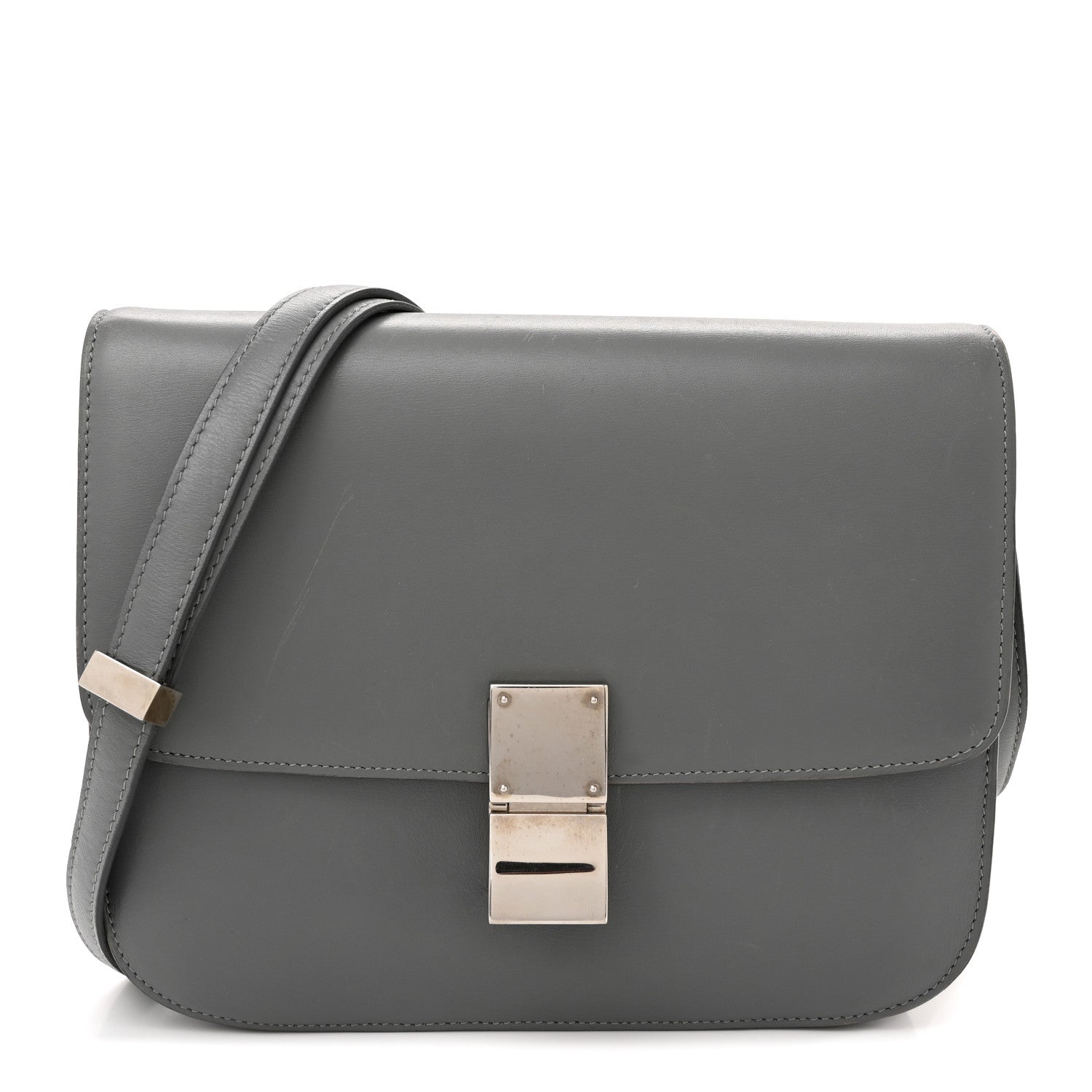 Celine Smooth Calfskin Medium Classic Box Flap Bag Storm 1 of 13