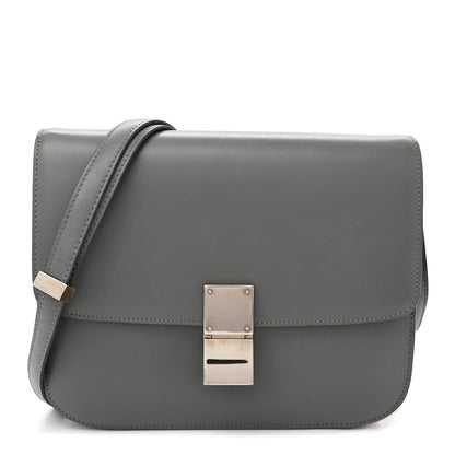 Celine Smooth Calfskin Medium Classic Box Flap Bag Storm 1 of 13