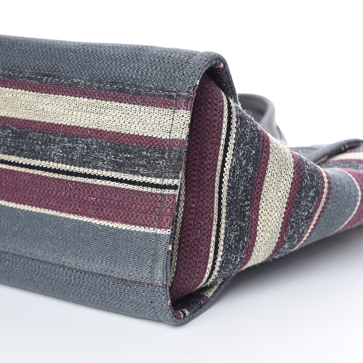 Striped Canvas Medium Deauville Tote Grey