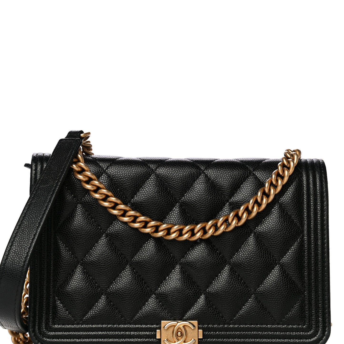 Caviar Quilted Boy Wallet On Chain WOC Black