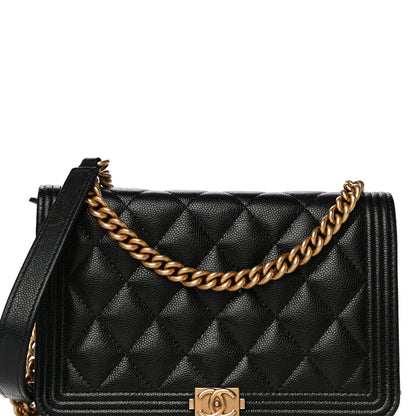 Chanel Caviar Quilted Boy Wallet On Chain WOC Black 7 of 14